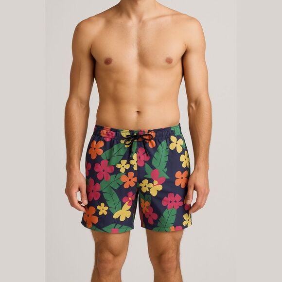 J. McLaughlin Men's Swim Trunks in Multicolor Floral - Picture 1 of 9